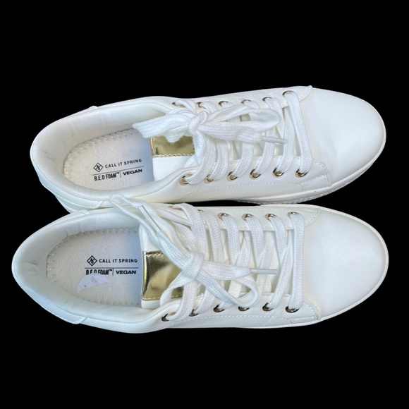 Call it Spring White Sneakers with gold tongue accent - Picture 4 of 7